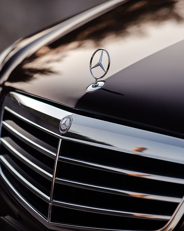 The front of a Mercedes car